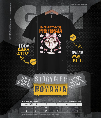 Tricou Femei, Barbati, Copii, Fata, Baiat, Unisex Personalizat Înghețată Elegantă În Pahar Cu Funda Roz și Cireșe Smiley | Cadou Personalizat Pentru Familie și Copii [5]