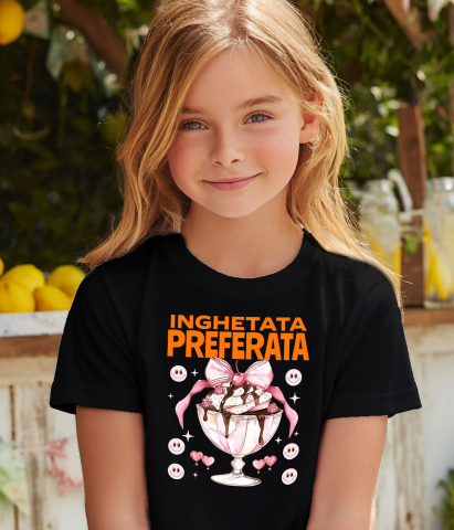 Tricou Femei, Barbati, Copii, Fata, Baiat, Unisex Personalizat Înghețată Elegantă În Pahar Cu Funda Roz și Cireșe Smiley | Cadou Personalizat Pentru Familie și Copii [3]