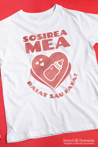 Tricou Femei, Barbati, Copii, Fata, Baiat, Unisex Personalizat Cadou Personalizat „Sosirea Mea Băiat Sau Fată” | Inimioara Cu Beberon [2]