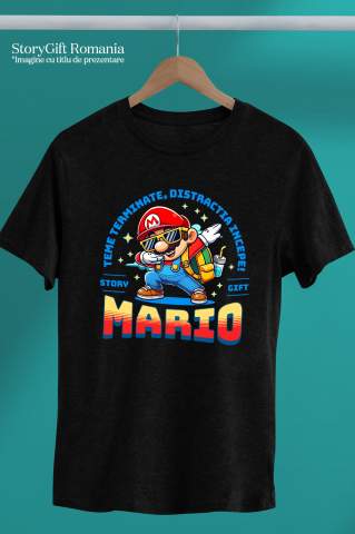 Tricou Copii cu Invata si Creste alaturi de Mario 100% Bumbac, Negru, 12 Ani [4]