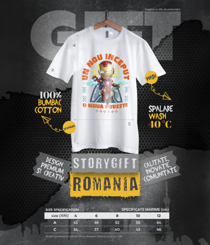 Tricou Copii cu Iron Man – Cunoaștere și Inovație La Primii Pași 100% Bumbac, Alb, 10 Ani [5]