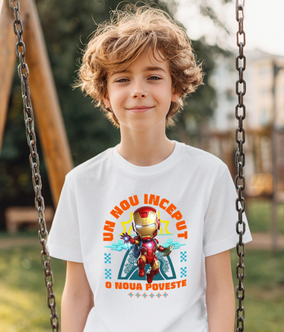 Tricou Copii cu Iron Man – Cunoaștere și Inovație La Primii Pași 100% Bumbac, Alb, 10 Ani [2]