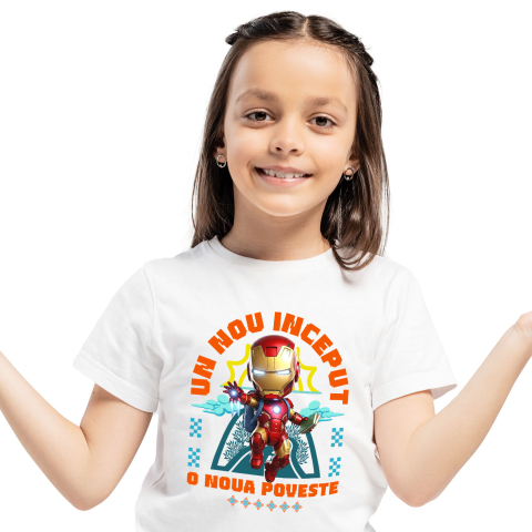 Tricou Copii cu Iron Man – Cunoaștere și Inovație La Primii Pași 100% Bumbac, Alb, 10 Ani [1]