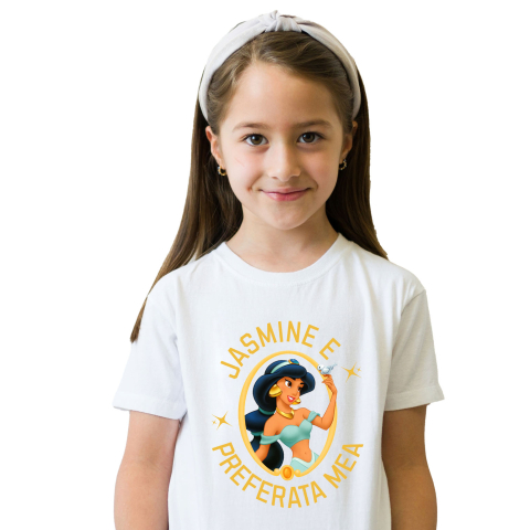 Tricou Copii cu Jasmine in Oglinda Fermecata 100% Bumbac, Alb, 10 Ani [1]