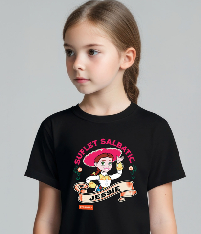 Tricou Copii cu Jessie – aventura vestului 100% Bumbac, Negru, 10 Ani [2]