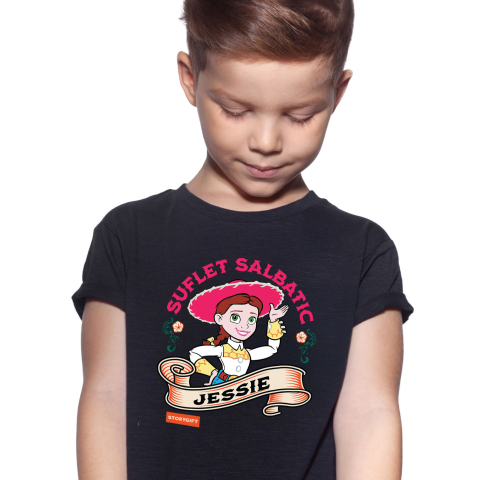 Tricou Copii cu Jessie – aventura vestului 100% Bumbac, Negru, 10 Ani [1]