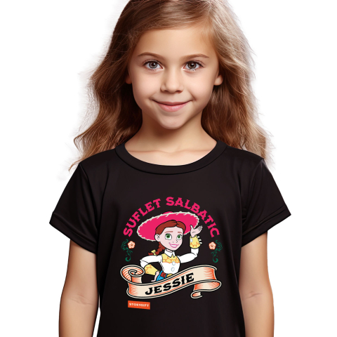 Tricouri - Tricou Copii cu Jessie – aventura vestului 100% Bumbac, Negru, 10 Ani