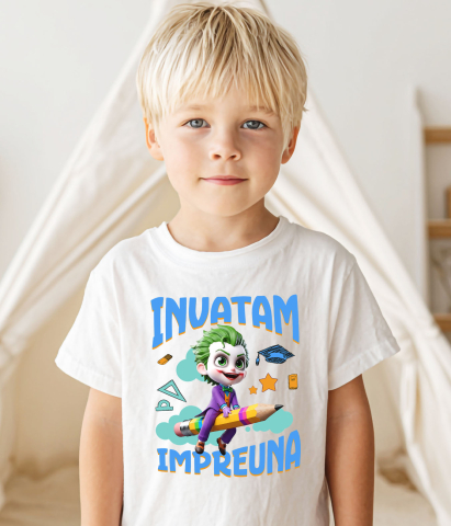 Tricou Copii cu Joker – Invata prin Joaca 100% Bumbac, Alb, 10 Ani [2]