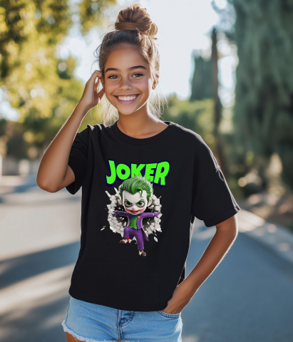 Tricou Copii cu Joker - Povestea unui Războinic al Haosului în Cadru 100% Bumbac, Negru, 12 Ani [3]