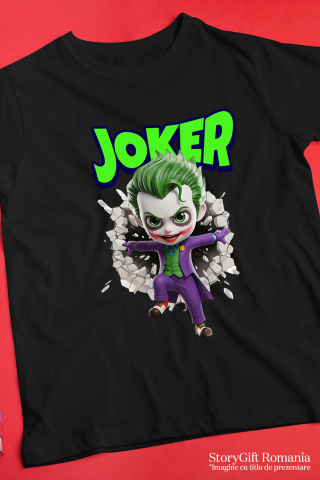 Tricou Copii cu Joker - Povestea unui Războinic al Haosului în Cadru 100% Bumbac, Negru, 12 Ani [4]
