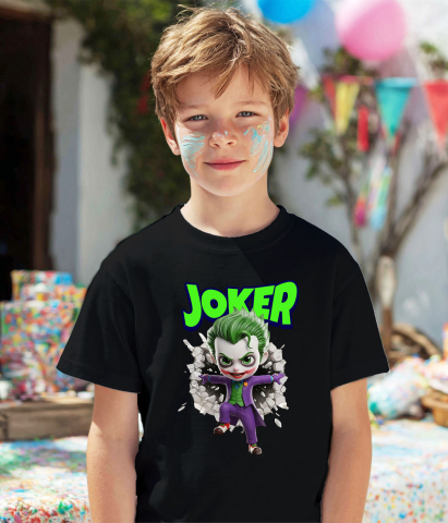 Tricou Copii cu Joker - Povestea unui Războinic al Haosului în Cadru 100% Bumbac, Negru, 12 Ani [2]