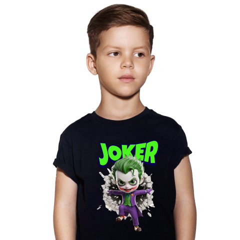 Tricouri - Tricou Copii cu Joker - Povestea unui Războinic al Haosului în Cadru 100% Bumbac, Negru, 12 Ani