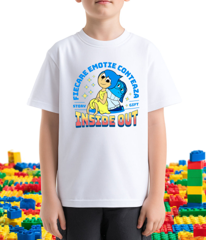 Tricou Copii cu Joy si Sadness – echilibrul perfect 100% Bumbac, Alb, 8 Ani [2]