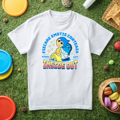 Tricou Copii cu Joy si Sadness – echilibrul perfect 100% Bumbac, Alb, 8 Ani [4]