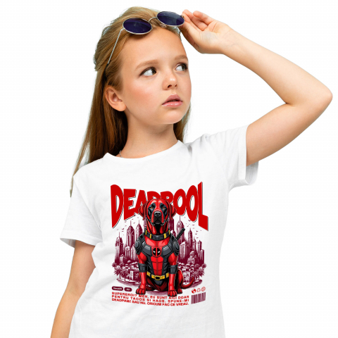Tricou Femei, Barbati, Copii, Fata, Baiat, Unisex Personalizat Labrador Retriever în Costum Deadpool - Cadou Personalizat pentru Copii și Familie [1]
