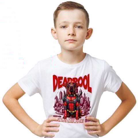 Cadouri Pentru Copii - Tricou Femei, Barbati, Copii, Fata, Baiat, Unisex Personalizat Labrador Retriever în Costum Deadpool - Cadou Personalizat pentru Copii și Familie