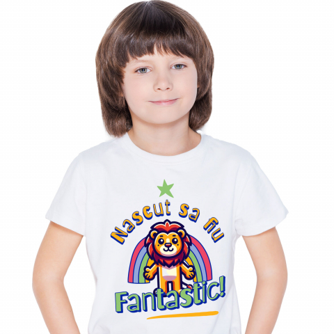 Tricou Femei, Barbati, Copii, Fata, Baiat, Unisex Personalizat Leu cu Coamă Curcubeu Fericit – Cadou Personalizat pentru Copii și Familie [1]