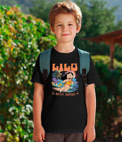 Tricou Copii cu Lilo – aventuri in Hawaii 100% Bumbac, Negru, 8 Ani [3]