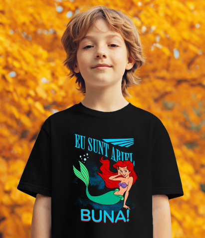 Tricou Copii cu Lumea Ariellei - Inima Marii 100% Bumbac, Negru, 12 Ani [3]