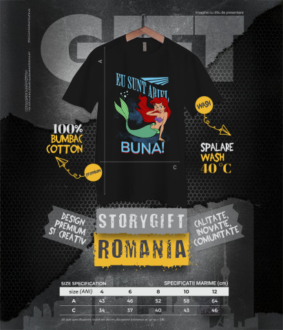 Tricou Copii cu Lumea Ariellei - Inima Marii 100% Bumbac, Negru, 12 Ani [5]