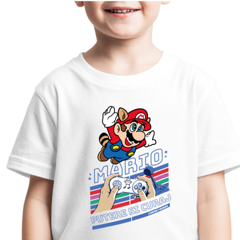 Tricouri - Tricou Copii cu Lumea Magica a lui Mario 100% Bumbac, Alb, 10 Ani