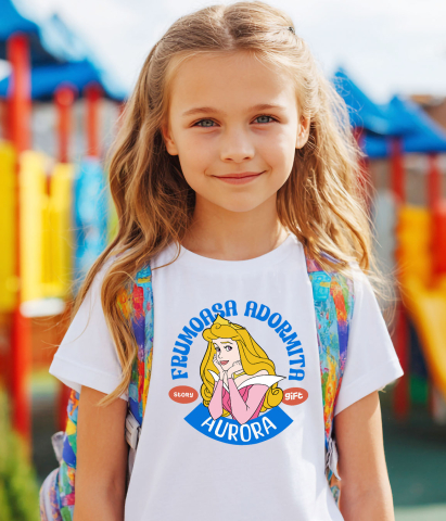 Tricou Copii cu Magia Aurorai in Rochie Regala 100% Bumbac, Alb, 8 Ani [2]
