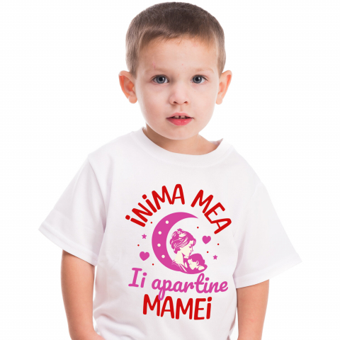 Tricou Femei, Barbati, Copii, Fata, Baiat, Unisex Personalizat "Inima Mea Îi Aparține Mamei – Cadouri Personalizate pentru Mama și Fiică" [1]