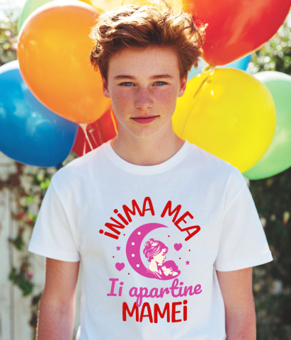 Tricou Femei, Barbati, Copii, Fata, Baiat, Unisex Personalizat "Inima Mea Îi Aparține Mamei – Cadouri Personalizate pentru Mama și Fiică" [2]