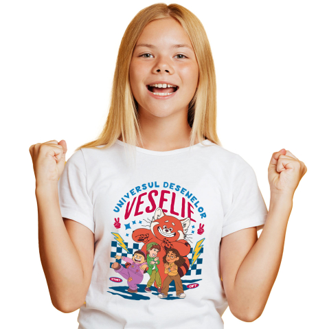 Tricouri - Tricou Copii cu Mei Lee și Prietenii: Prieteniile Care Transformă Lumea 100% Bumbac, Alb, 6 Ani