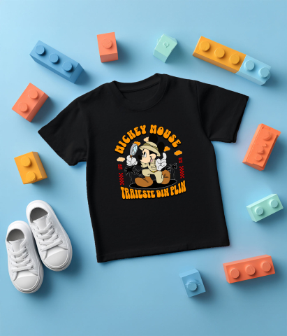 Tricou Copii cu Mickey, aventurierul cercetas 100% Bumbac, Negru, 12 Ani [4]