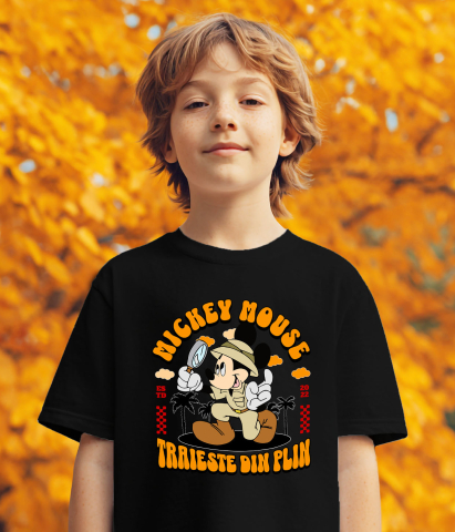 Tricou Copii cu Mickey, aventurierul cercetas 100% Bumbac, Negru, 12 Ani [3]