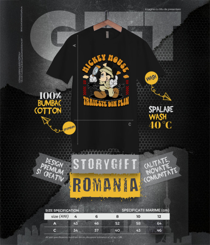 Tricou Copii cu Mickey, aventurierul cercetas 100% Bumbac, Negru, 12 Ani [5]