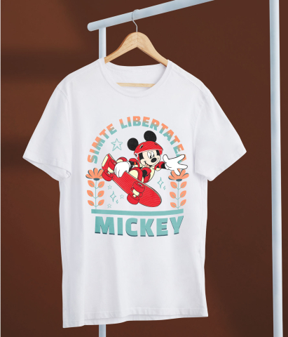 Tricou Copii cu Mickey face trick-uri cu skateboard-ul 100% Bumbac, Alb, 12 Ani [4]