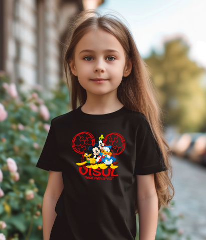 Tricou Copii cu Mickey, Goofy, Donald, Pluto – Prieteni Veseli 100% Bumbac, Negru, 10 Ani [2]