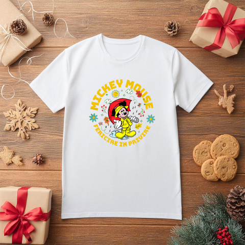 Tricou Copii cu Mickey Mouse – Aventura Sub Umbrela in Zi de Ploaie 100% Bumbac, Alb, 12 Ani [4]