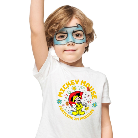 Tricou Copii cu Mickey Mouse – Aventura Sub Umbrela in Zi de Ploaie 100% Bumbac, Alb, 12 Ani [1]