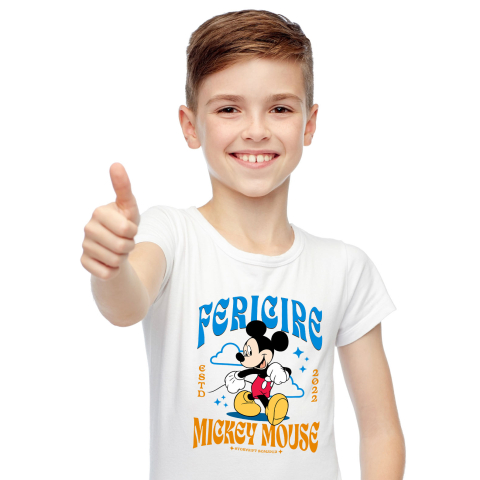 Desene Animate - Tricou Copii cu Mickey Mouse – Clasic si Mereu Actual 100% Bumbac, Alb, 4 Ani