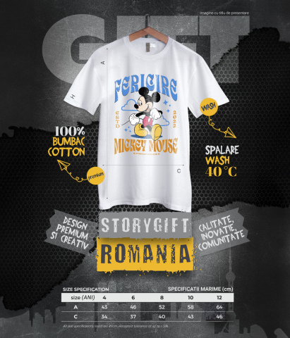 Tricou Copii cu Mickey Mouse – Clasic si Mereu Actual 100% Bumbac, Alb, 4 Ani [5]