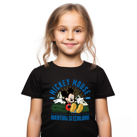 Tricou Copii cu Mickey Mouse in Inima Naturii 100% Bumbac, Negru, 10 Ani [1]