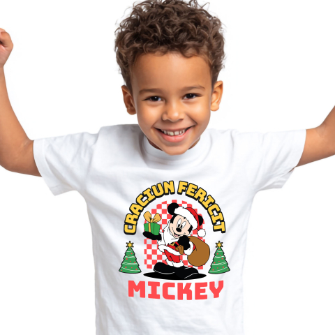 Tricou Copii cu Mickey Mouse Magie si Craciun 100% Bumbac, Alb, 6 Ani [1]