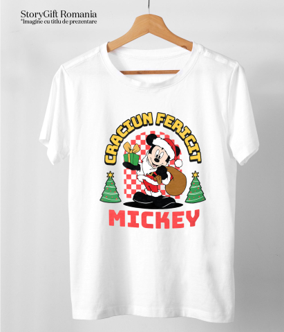 Tricou Copii cu Mickey Mouse Magie si Craciun 100% Bumbac, Alb, 6 Ani [4]
