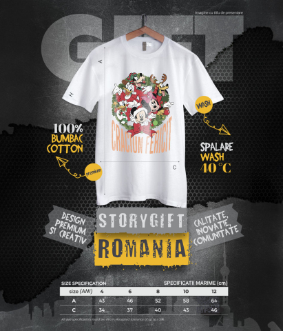 Tricou Copii cu Mickey Mouse Rasete si Magie de Craciun 100% Bumbac, Alb, 10 Ani [5]