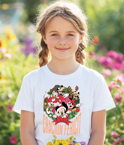 Tricou Copii cu Mickey Mouse Rasete si Magie de Craciun 100% Bumbac, Alb, 10 Ani [2]