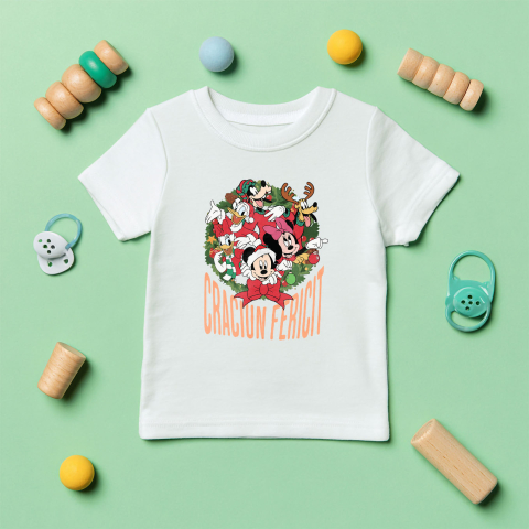 Tricou Copii cu Mickey Mouse Rasete si Magie de Craciun 100% Bumbac, Alb, 10 Ani [4]