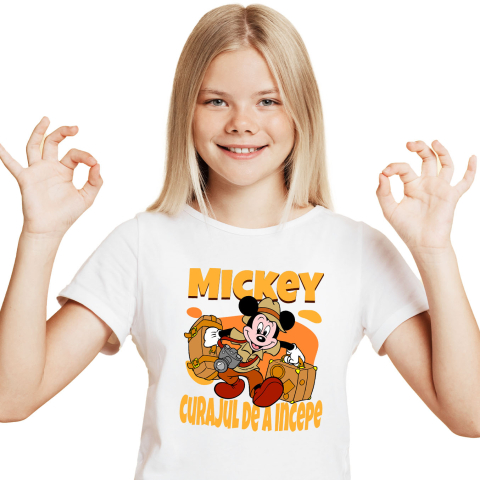Desene Animate - Tricou Copii cu Mickey, pregatit pentru o noua poveste 100% Bumbac, Alb, 10 Ani