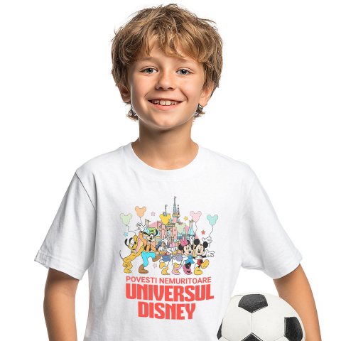 Desene Animate - Tricou Copii cu Mickey si Prietenii 100% Bumbac, Alb, 12 Ani