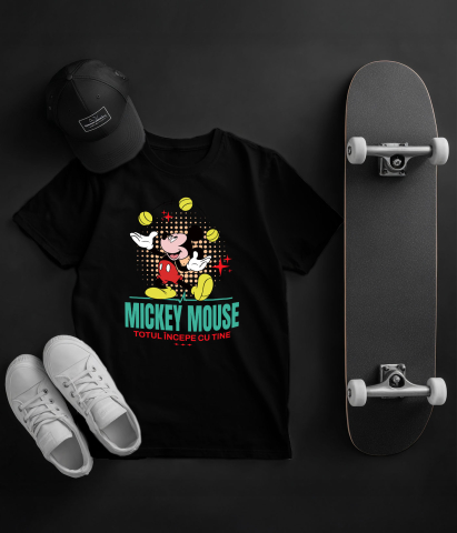 Tricou Copii cu Mickey si spectacolul mingilor 100% Bumbac, Negru, 12 Ani [4]