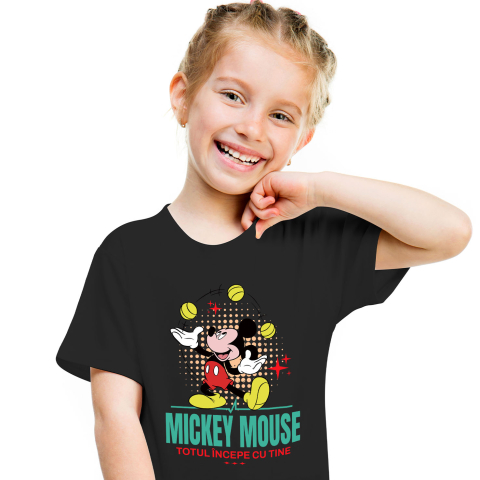Tricou Copii cu Mickey si spectacolul mingilor 100% Bumbac, Negru, 12 Ani [1]