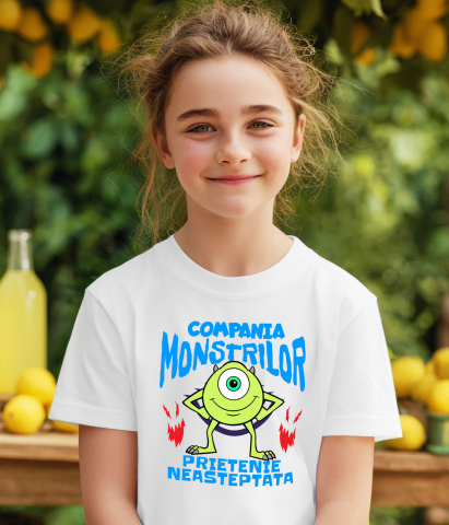 Tricou Copii cu Mike Wazowski - Povesti cu un singur ochi 100% Bumbac, Alb, 8 Ani [2]