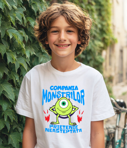 Tricou Copii cu Mike Wazowski - Povesti cu un singur ochi 100% Bumbac, Alb, 8 Ani [3]